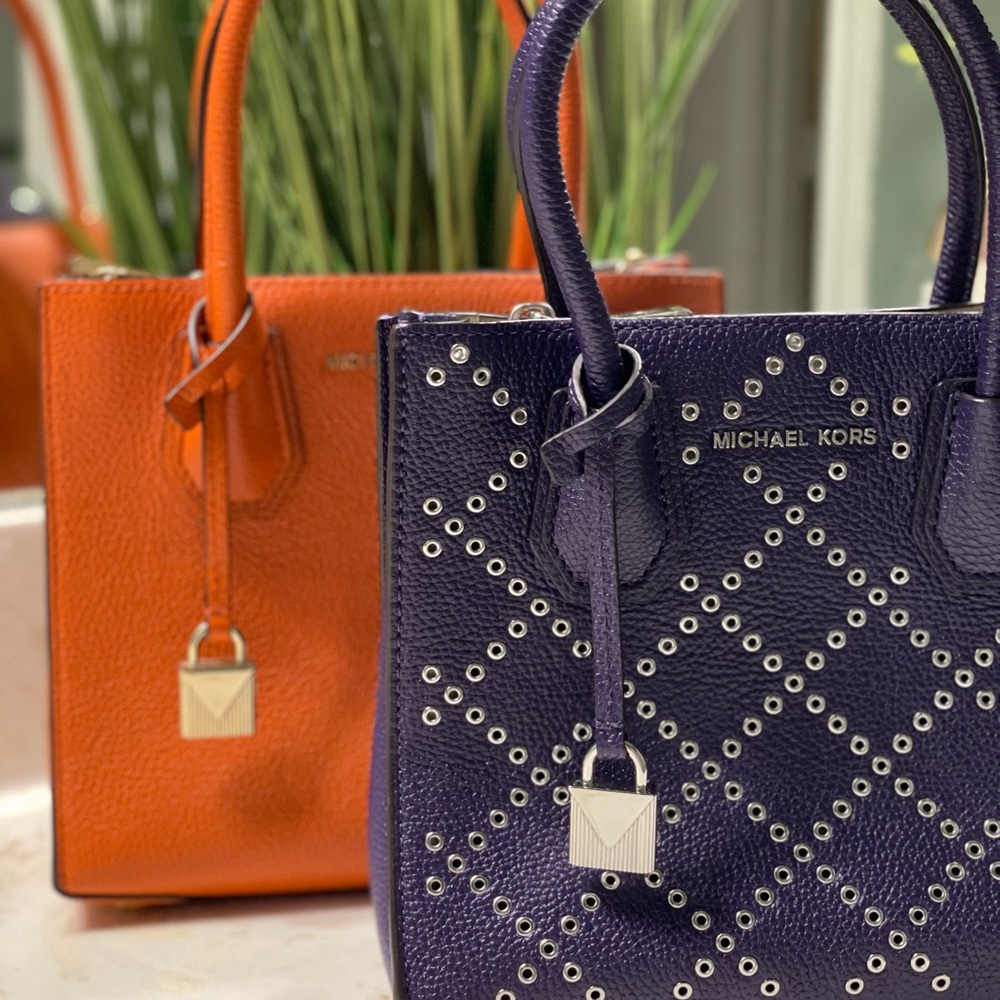Michael Kors Purple and Orange Totes with Padlock Detail